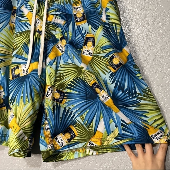 Corona Beer Blue Swim Trunks Tropical Summer‎ Shorts Beach Palm Trees 38 - Picture 2 of 7